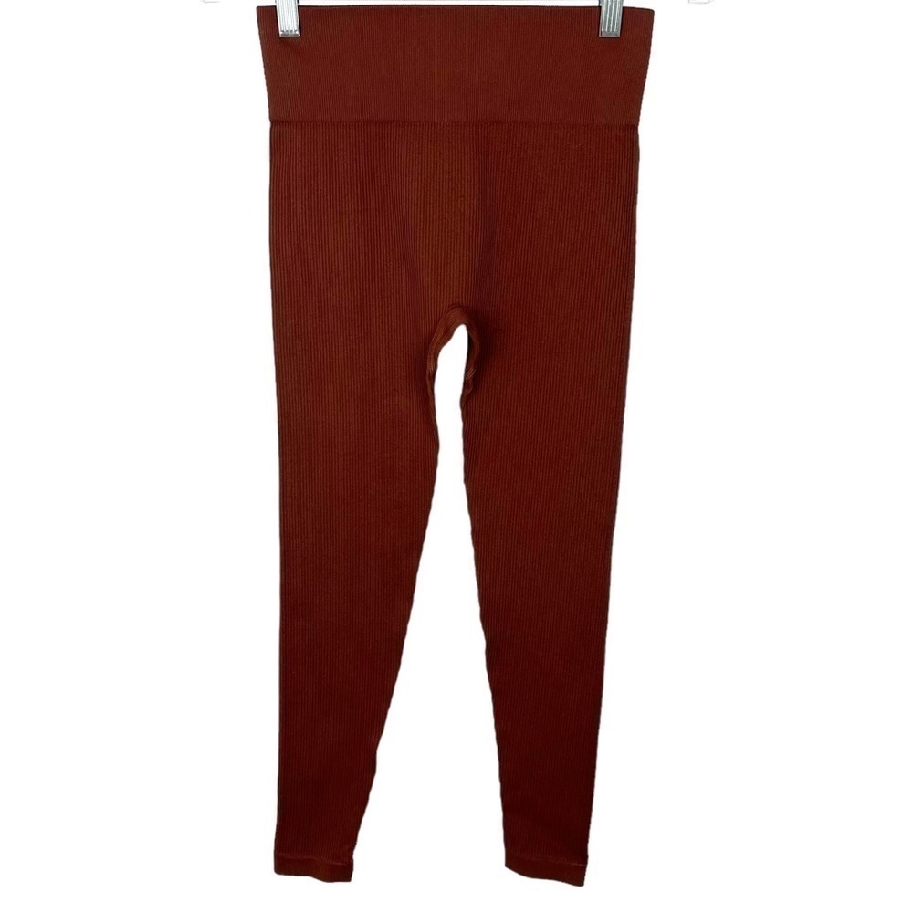 Women’s Brown ribbed seamless leggings high waisted